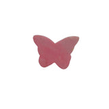 Front view of pink rhodonite butterfly carving showing natural stone patterns