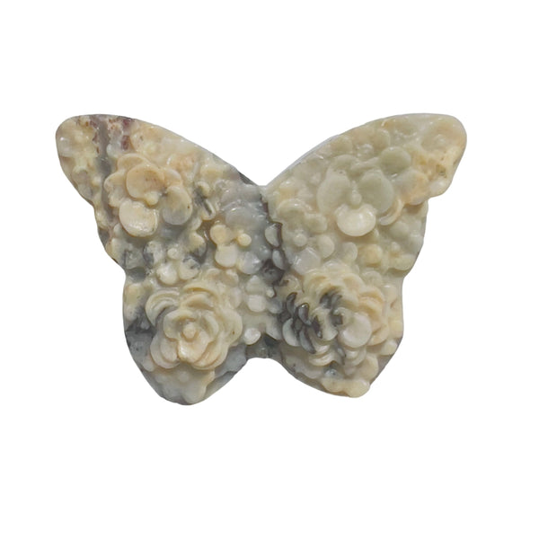 Pink Rhodonite Butterfly Carving for Heart Chakra Healing and Emotional Balance