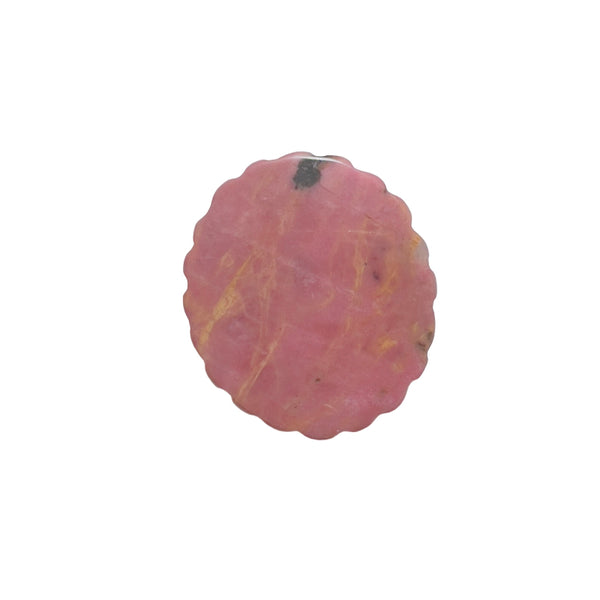 Pink Rhodonite Carved Cameo Crystal Front View with Detailed Carving