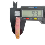 Pink Rhodonite Crystal Cameo Thickness Measurement with Digital Caliper