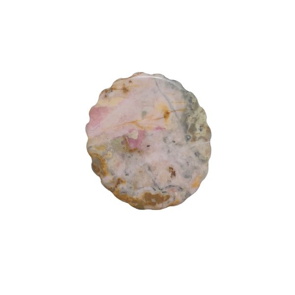 Natural Rhodonite Carved Cameo with Light Reflection Highlighting Pink Tones