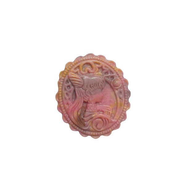 Natural pink rhodonite carved crystal pendant with magical girl design