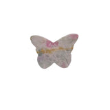 Top view of floral rhodonite butterfly crystal carving with natural patterns