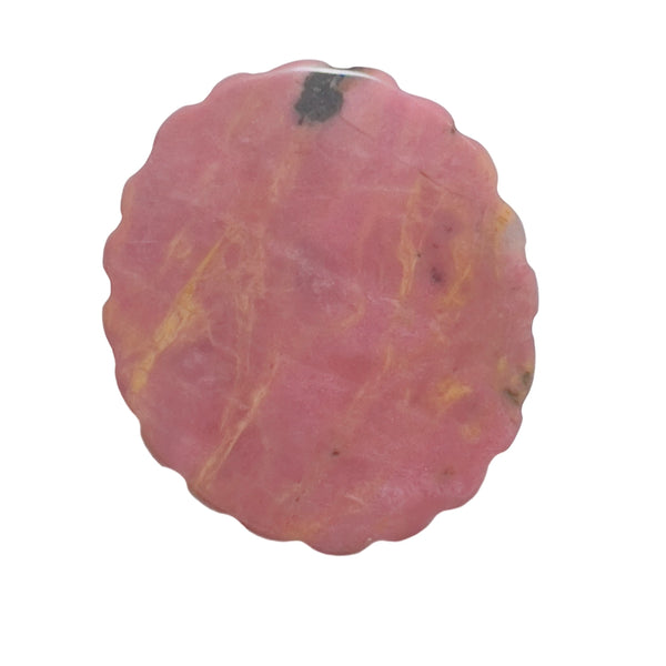 Natural Pink Rhodonite Carved Cameo Back View Showing Stone Texture