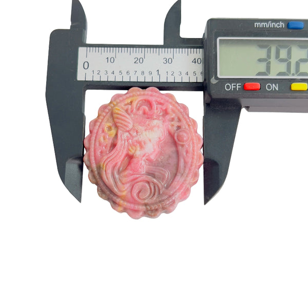 Rhodonite Crystal Carving Magical Girl Pattern Size Measurement