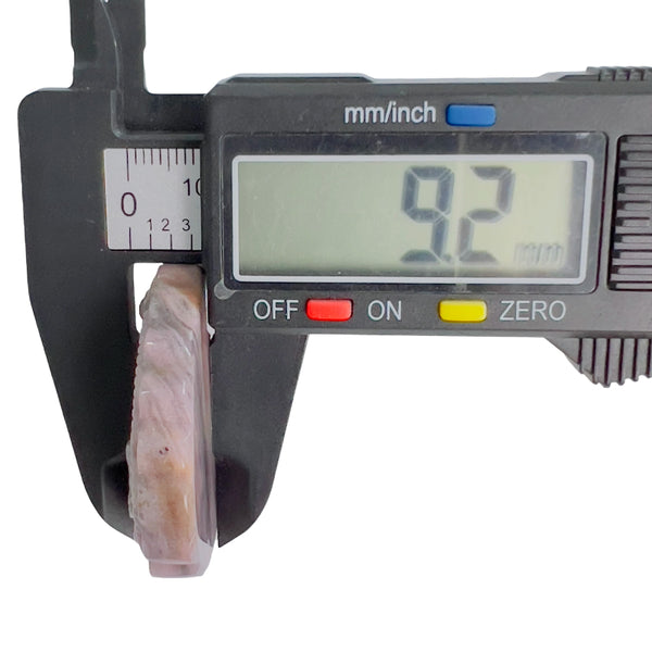 Pink Rhodonite Palm Stone Thickness Measurement