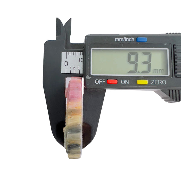 Rhodonite Crystal Thickness Measurement Showing 9.3mm
