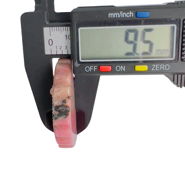 Pink Rhodonite Crystal Carving Thickness Measurement