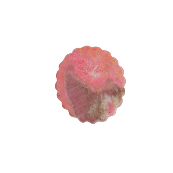 Pink Rhodonite Crystal Carving Side View Magical Girl Pattern