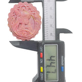 Detailed View of Rhodonite Crystal Magical Girl Pattern Carving