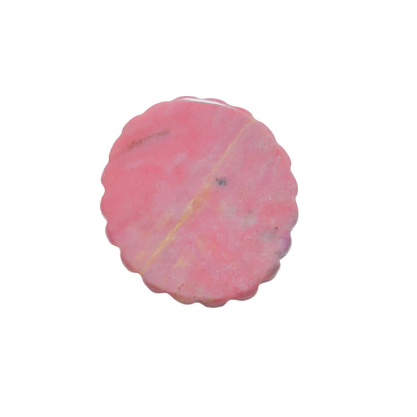 Pink Rhodonite Pendant with Carved Magical Girl Pattern Front View