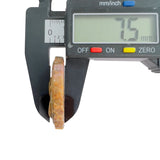 Digital caliper showing Rhodonite magical girl pendant thickness of 7.5mm