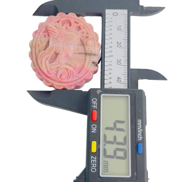 Rhodonite Stone Carving Showing Diameter Measurement