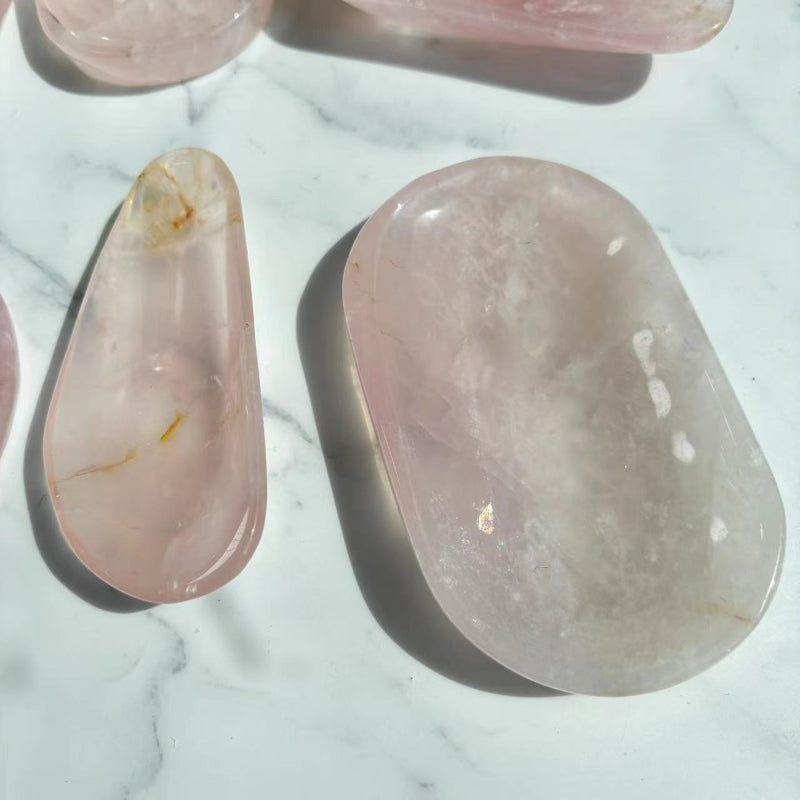 Variety of rose quartz crystal bowls for wholesale crystal suppliers