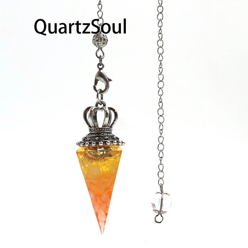 Rose Quartz and Citrine Crystal Pendulum for Love and Abundance