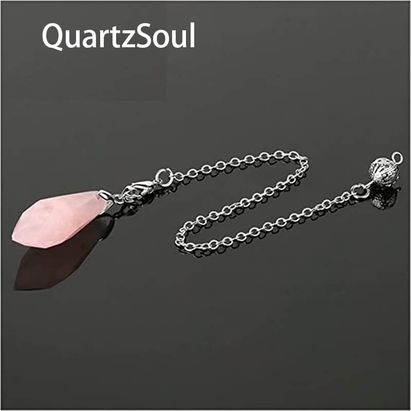Rose Quartz Crystal Pendulum for Spiritual Guidance and Dowsing