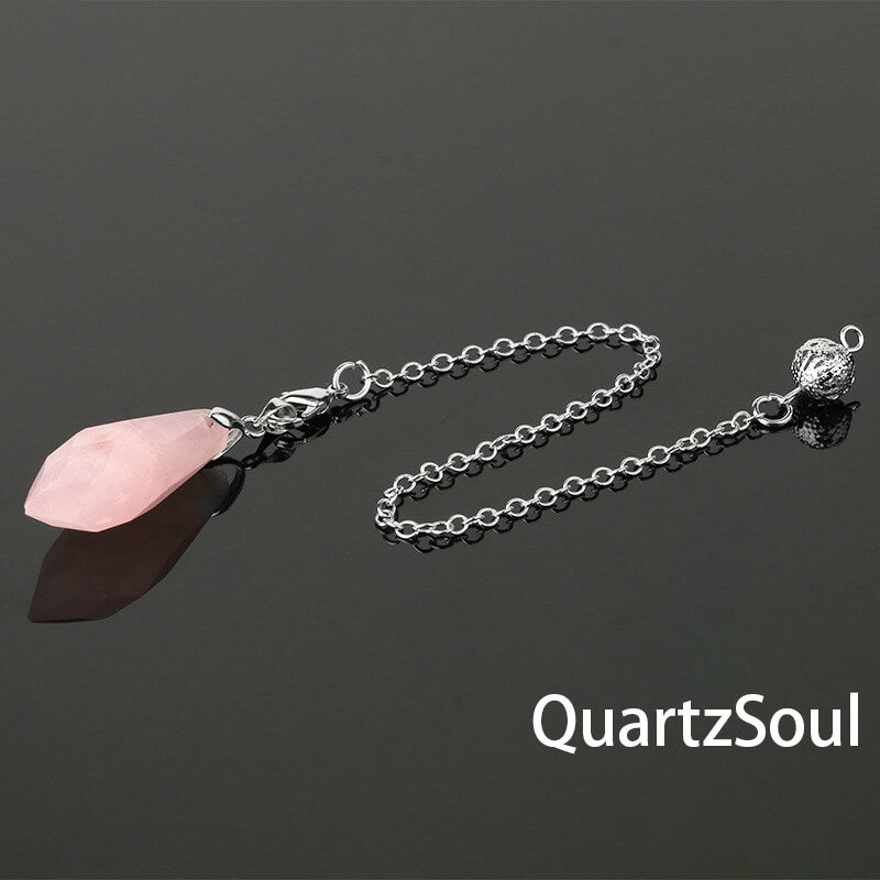 Rose Quartz Faceted Crystal Pendulum for Love Divination