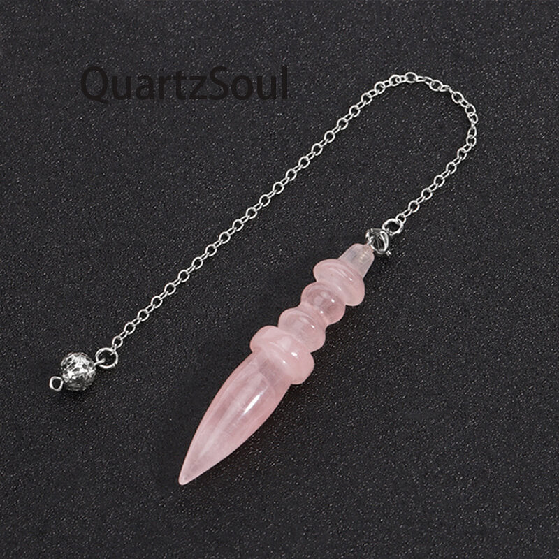 Pink Rose Quartz Crystal Pendulum for Love Readings