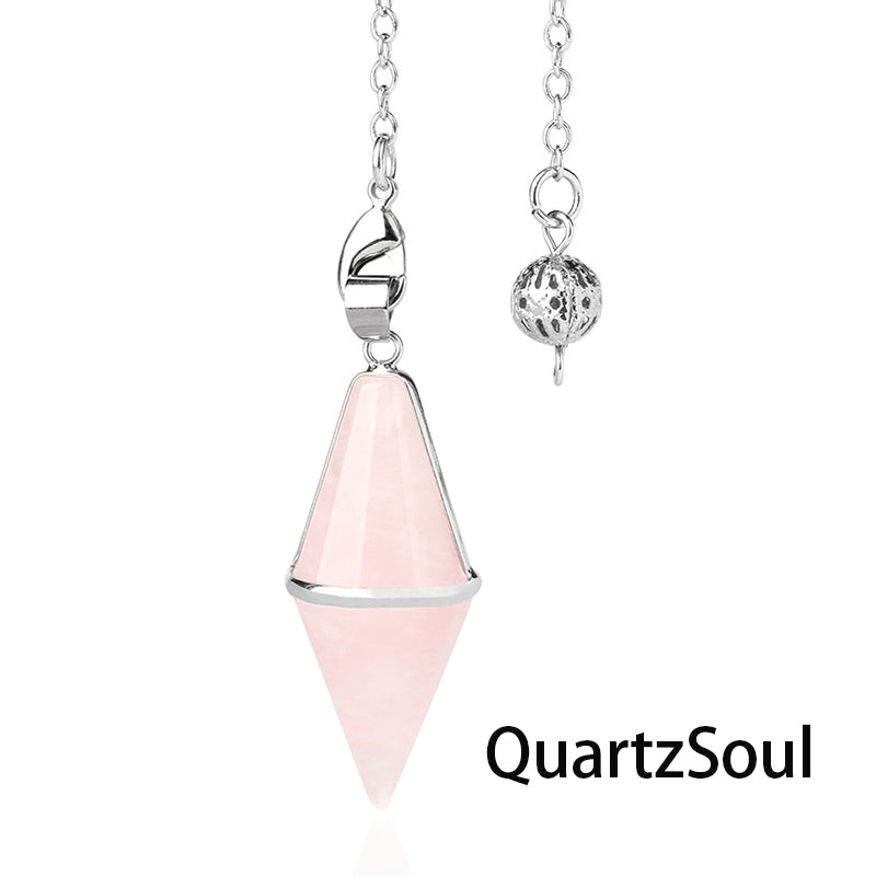Rose Quartz faceted crystal pendulum for love readings and heart chakra work