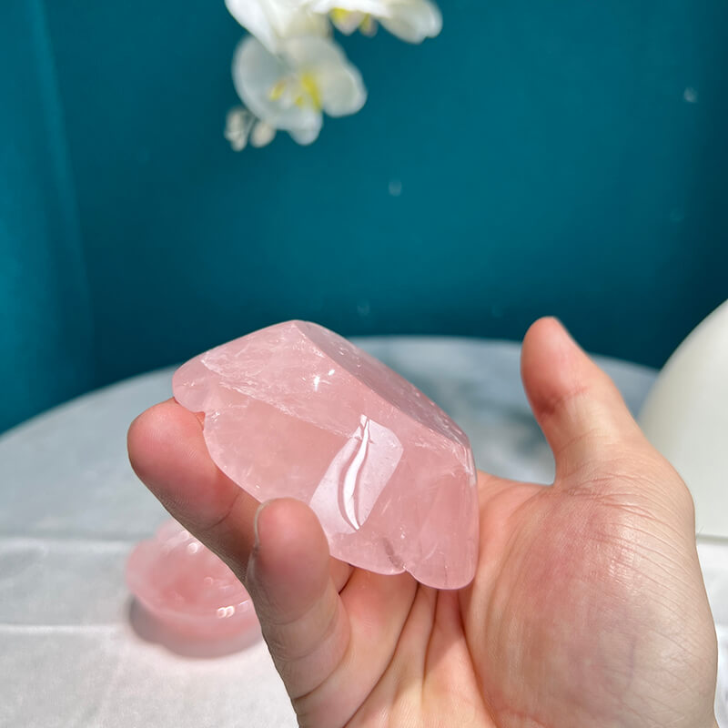 Rose Quartz Flower Showing Natural Light Reflection and Clarity