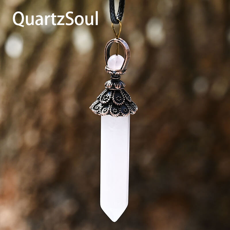 Rose quartz hexagonal crystal pendulum for heart chakra healing