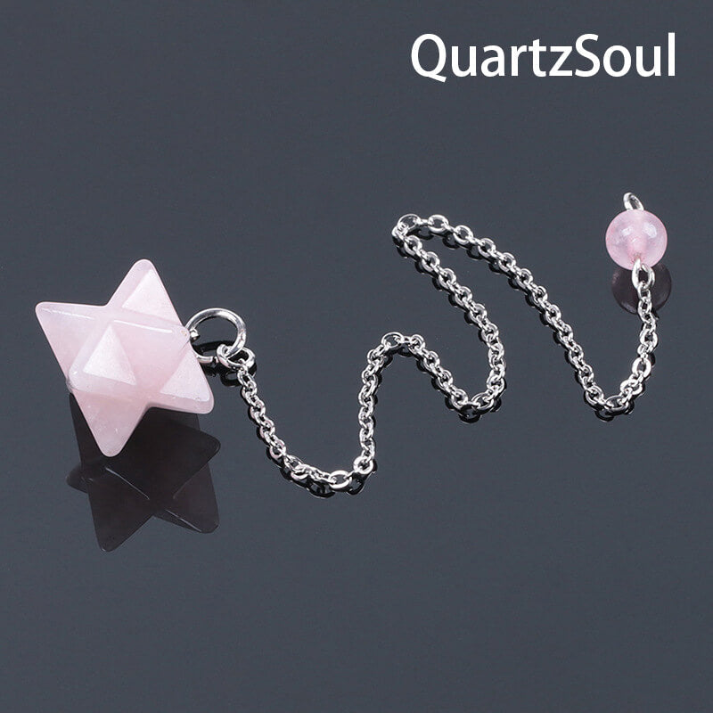 Rose Quartz Merkaba Star Pendulum for Love and Healing