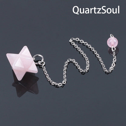 Rose Quartz Merkaba Star Pendulum for Love and Healing