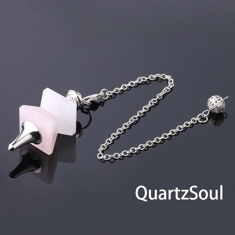 Rose Quartz pyramid crystal pendulum for love energy work