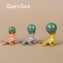 Royal Frog Crystal Display Stands Collection with Green Crystal Spheres