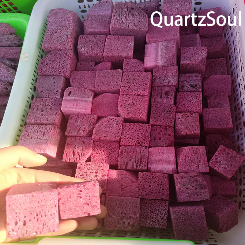 Premium Ruby Square Crystal Cubes Wholesale Bulk Pink