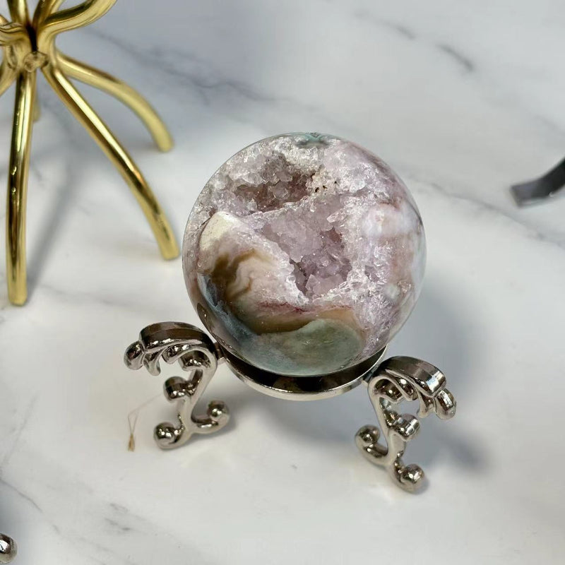 Sakura Agate Crystal Ball in Meditation Space Setting