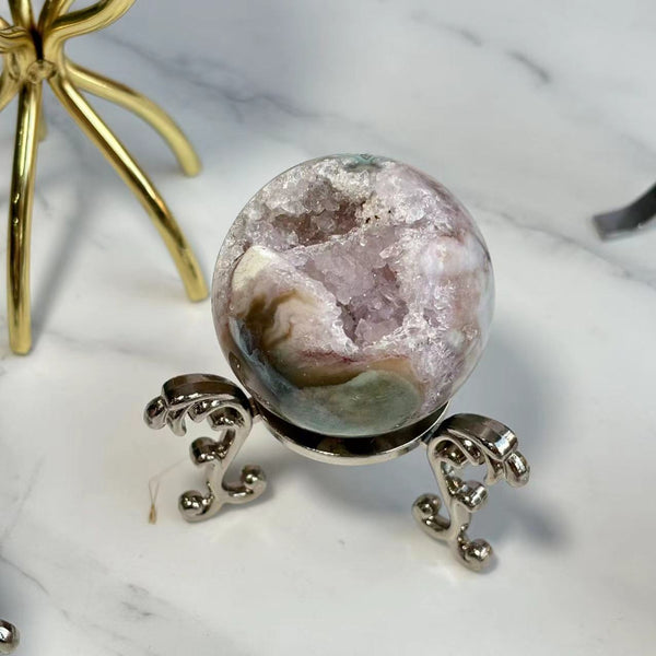 Sakura Agate Crystal Ball in Meditation Space Setting