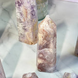 Beautiful Pink Banding Patterns in Sakura Agate Crystal Tower