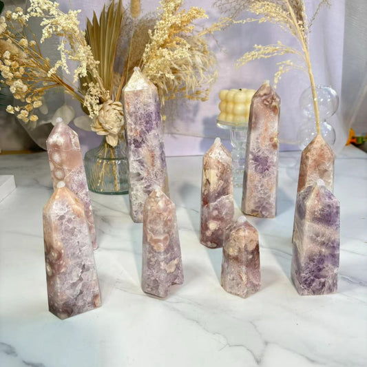 Premium Wholesale Sakura Agate Tower Crystal Healing Stone