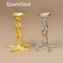 Elegant seahorse crystal display stand in gold and silver for showcasing mineral specimens