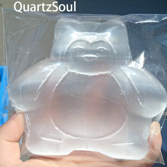 Big fat cat selenite crystal carving for wholesale crystal suppliers