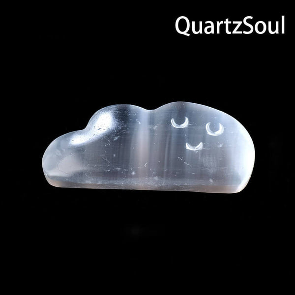  Selenite cloud crystal palm stone showing translucent white texture