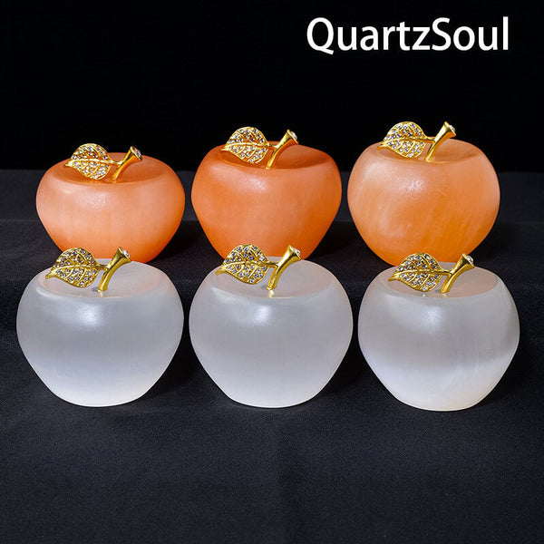 Selenite Crystal Apple Collection - White and Peach Variants