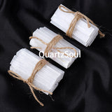 Close-up of White Selenite Crystal Bars