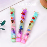 Handcrafted selenite crystal electroplated plaster rod with healing properties and vibrant colors