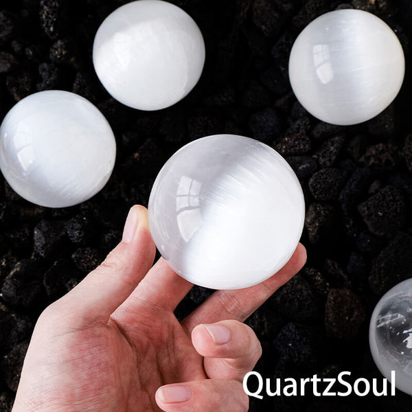 Small Natural Selenite Palm Stone Crystal