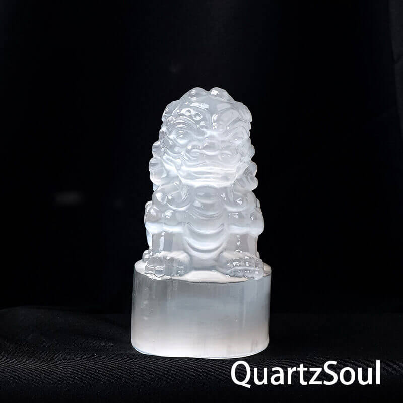 Natural Selenite Lion Palm Stone Crystal for Spiritual Healing and Meditation