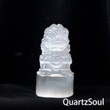Natural Selenite Lion Palm Stone Crystal for Spiritual Healing and Meditation