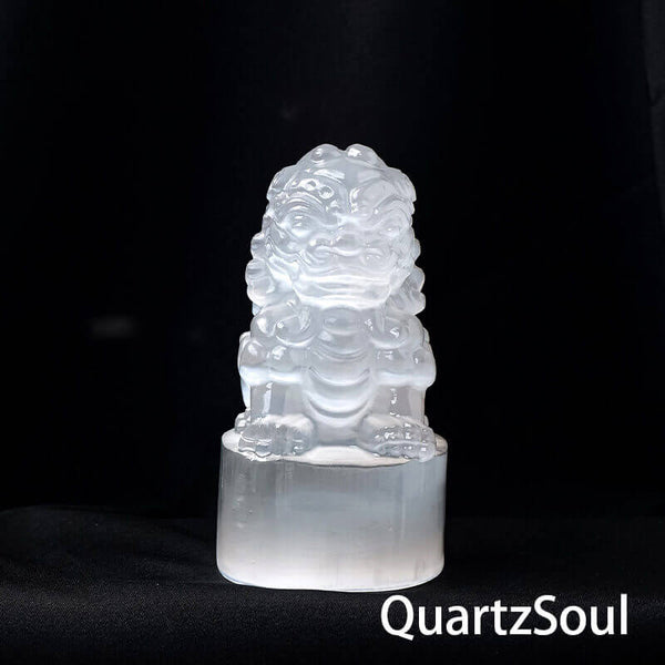 Natural Selenite Lion Palm Stone Crystal for Spiritual Healing and Meditation