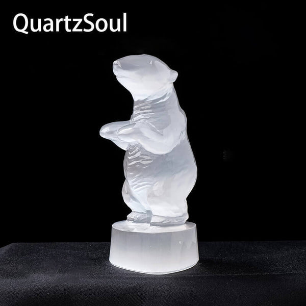  Selenite Polar Bear Crystal Mineral Sculpture