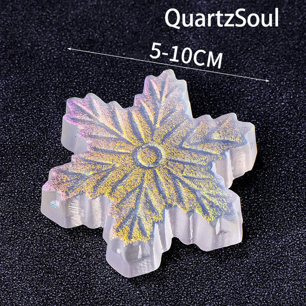 Iridescent Selenite Snowflake Crystal Healing Charm
