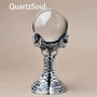 Elegant silver crystal ball stand with textured design for displaying spheres and minerals