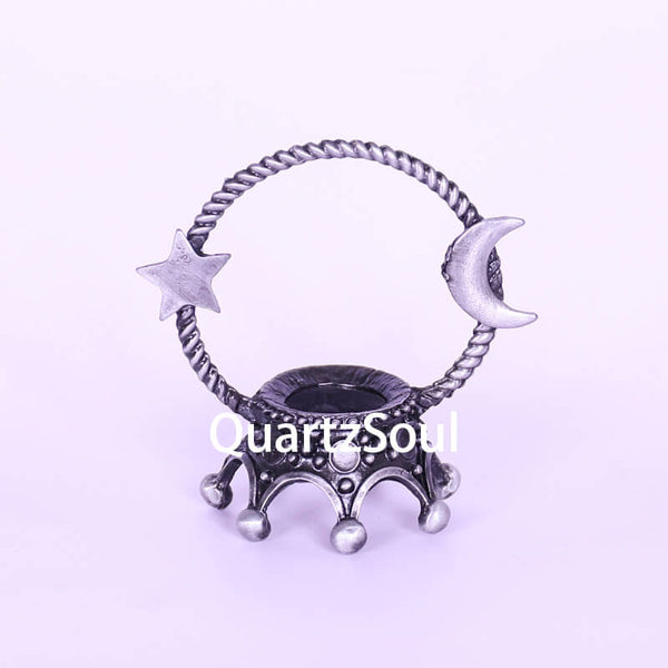 Celestial Crystal Ball Stand with Moon Star Design