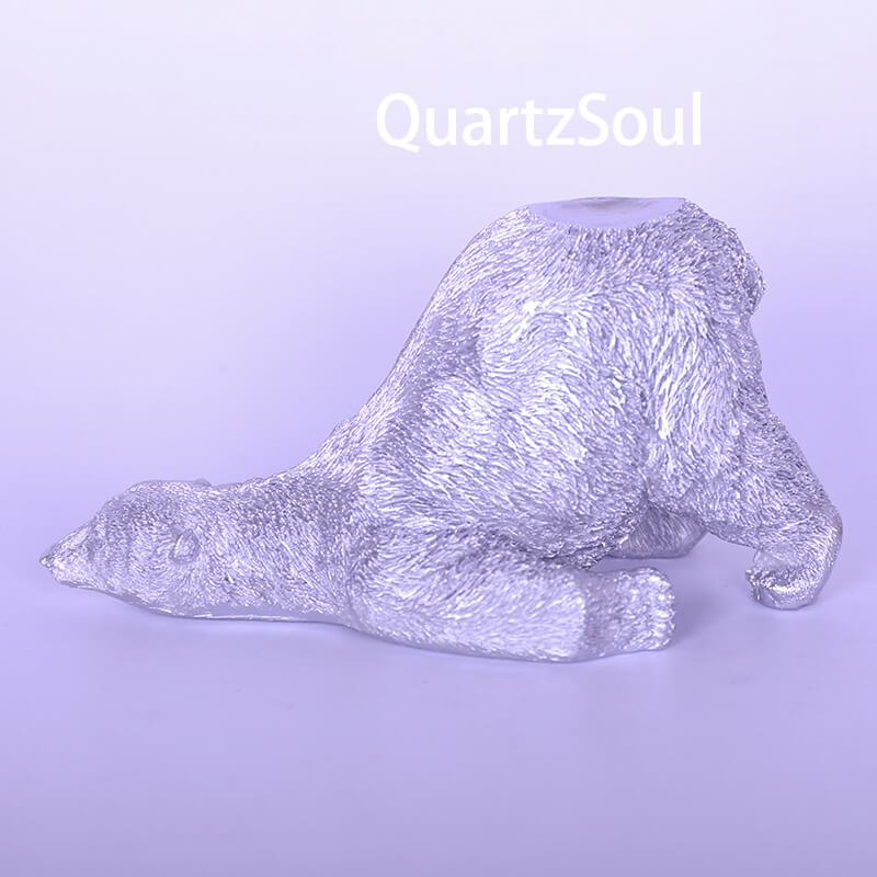 Silver polar bear crystal sphere display stand with concave back for mineral specimens