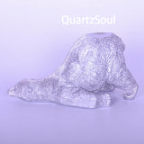 Silver polar bear crystal sphere display stand with concave back for mineral specimens